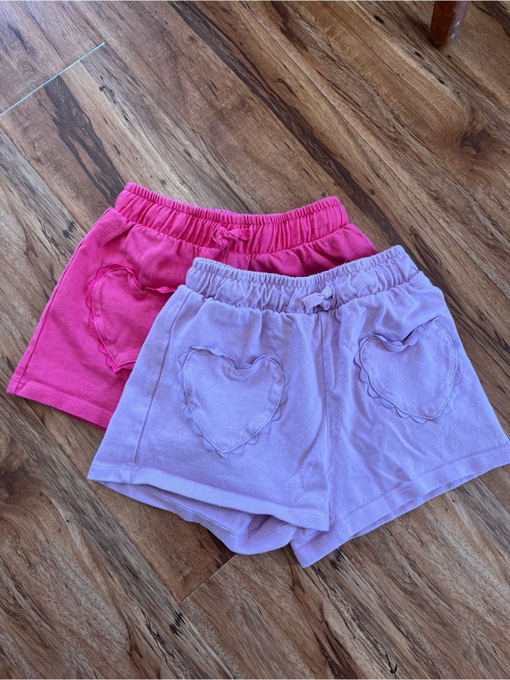 Zara Girls Heart Pocket Cotton Shorts - Pink & Lavender